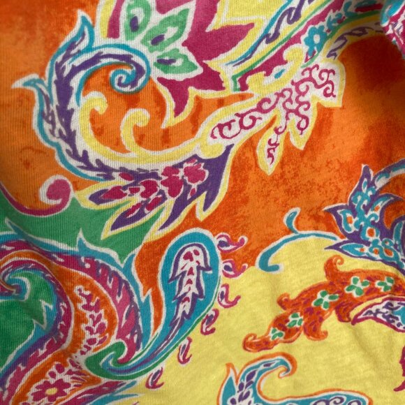 Lauren Ralph Lauren Orange Paisley sleeveless top keyhole front size M EUC - Picture 4 of 8